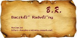 Baczkó Radvány névjegykártya